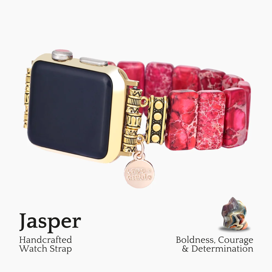 Dieprode Tibetaanse Jasper Stretch Apple Watch -band