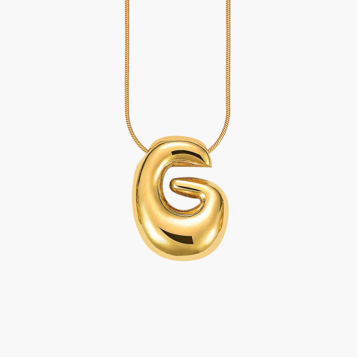 Gouden Gloed Bubbelletter Initiaal Ketting
