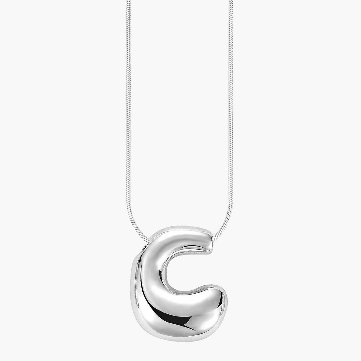 Zilveren Glow Bubble Letter Initial Ketting
