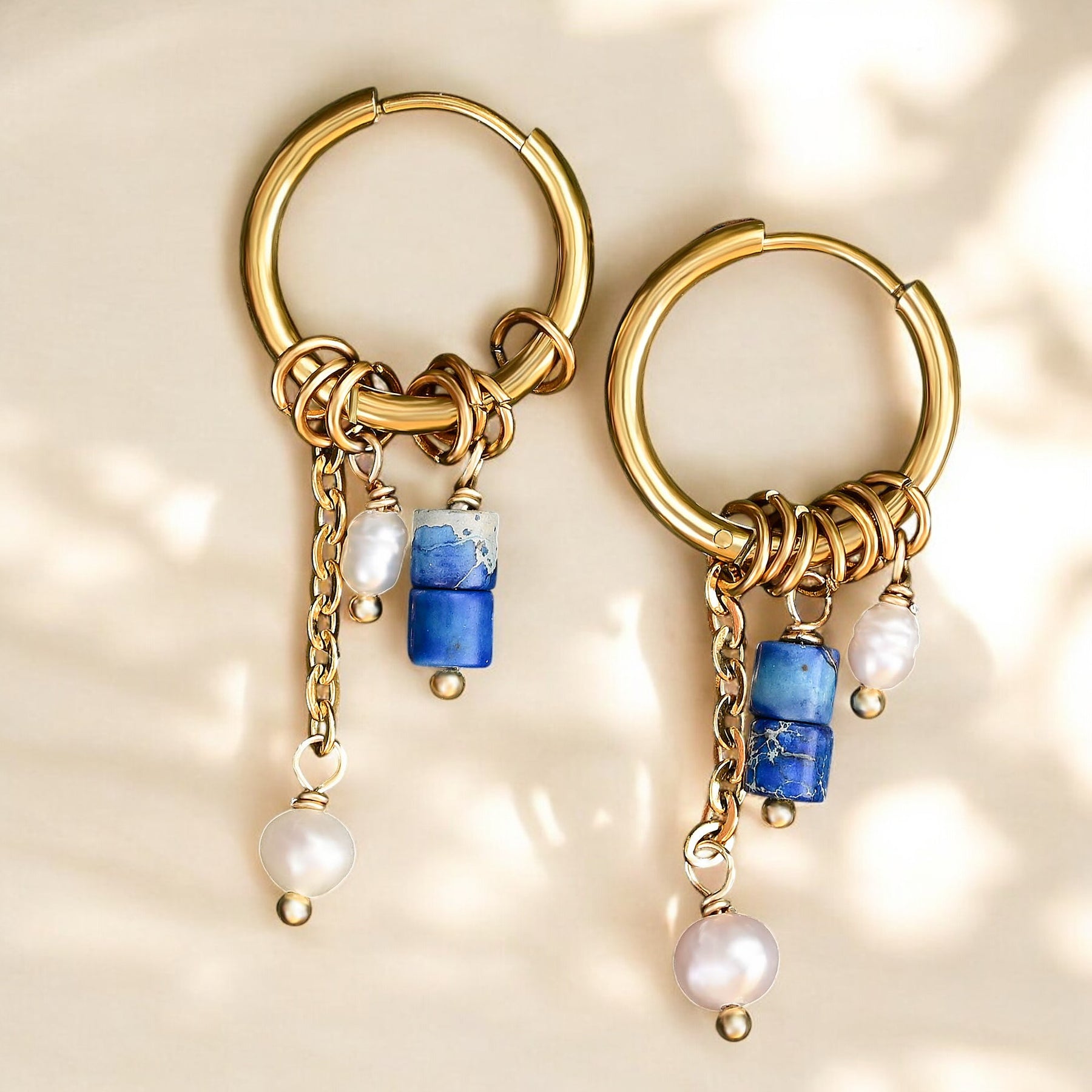 Gouden Lapis Bloom Drop Oorringen