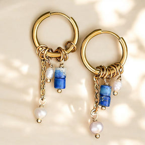 Gouden Lapis Bloom Drop Oorringen