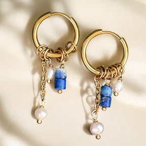 Gouden Lapis Bloom Drop Oorringen