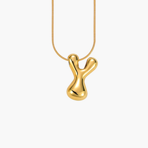 Gouden Gloed Bubbelletter Initiaal Ketting