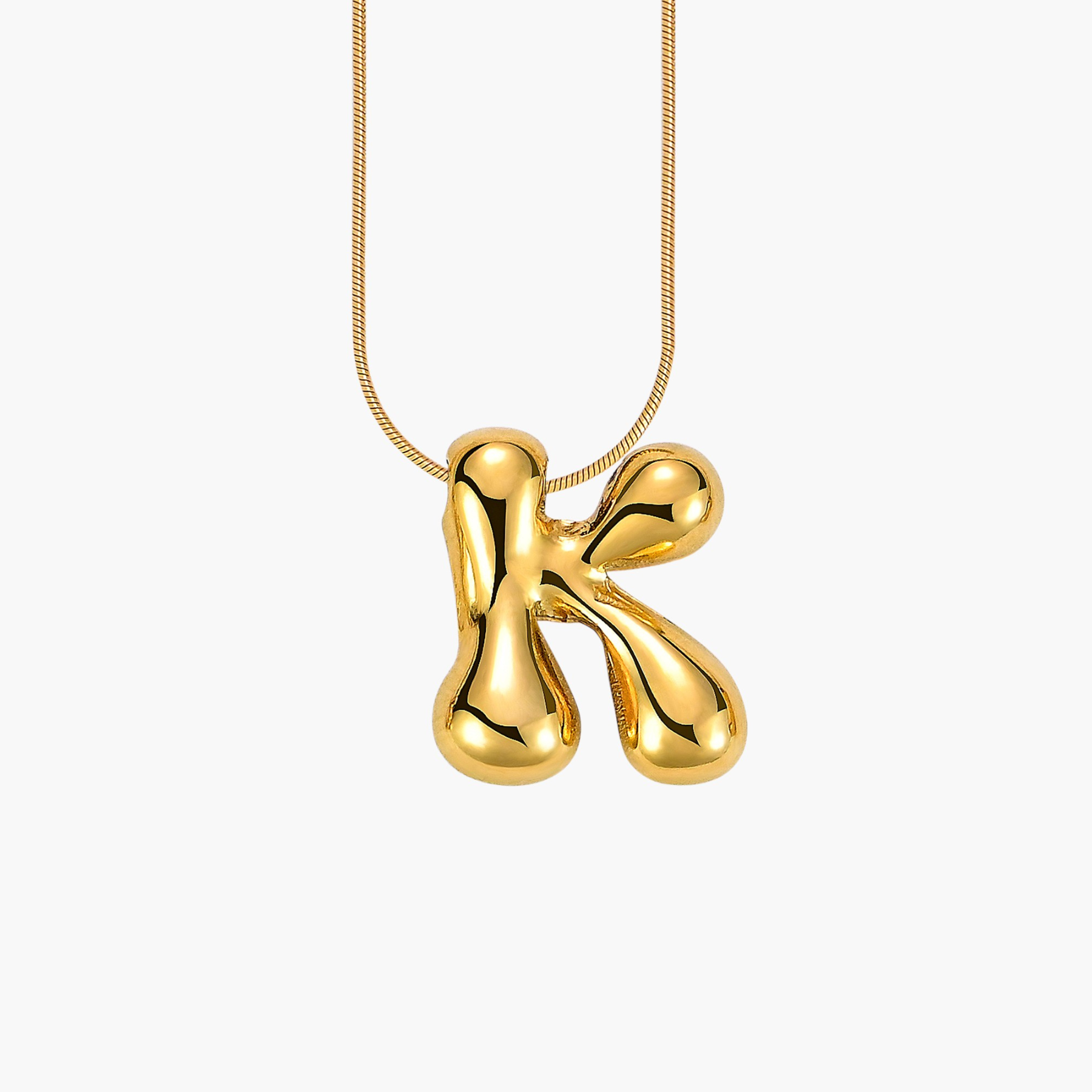 Gouden Glow Bubble Letter Initial Ketting