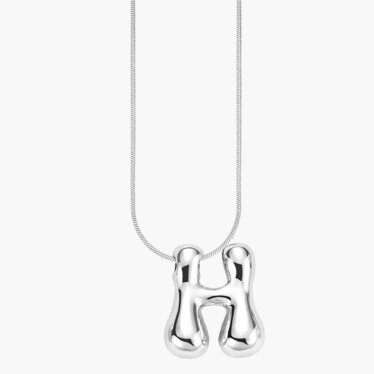 Zilveren Glow Bubble Letter Initial Ketting