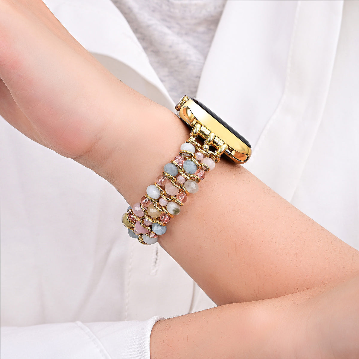 Golden Dawn Gevlochten Rekbare Apple Watch Band