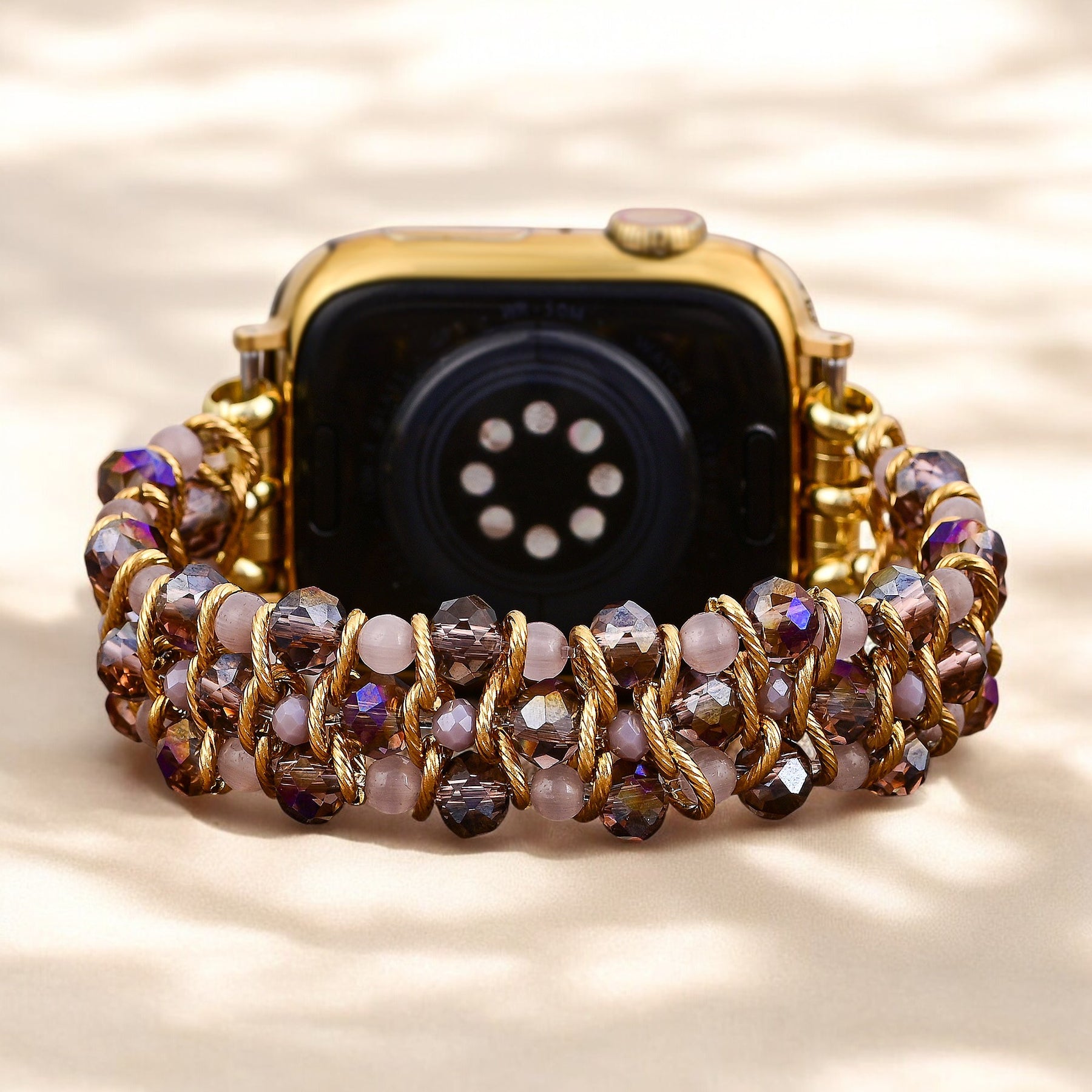 Gouden Sereniteit Edelsteen Gevlochten Apple Watch Band