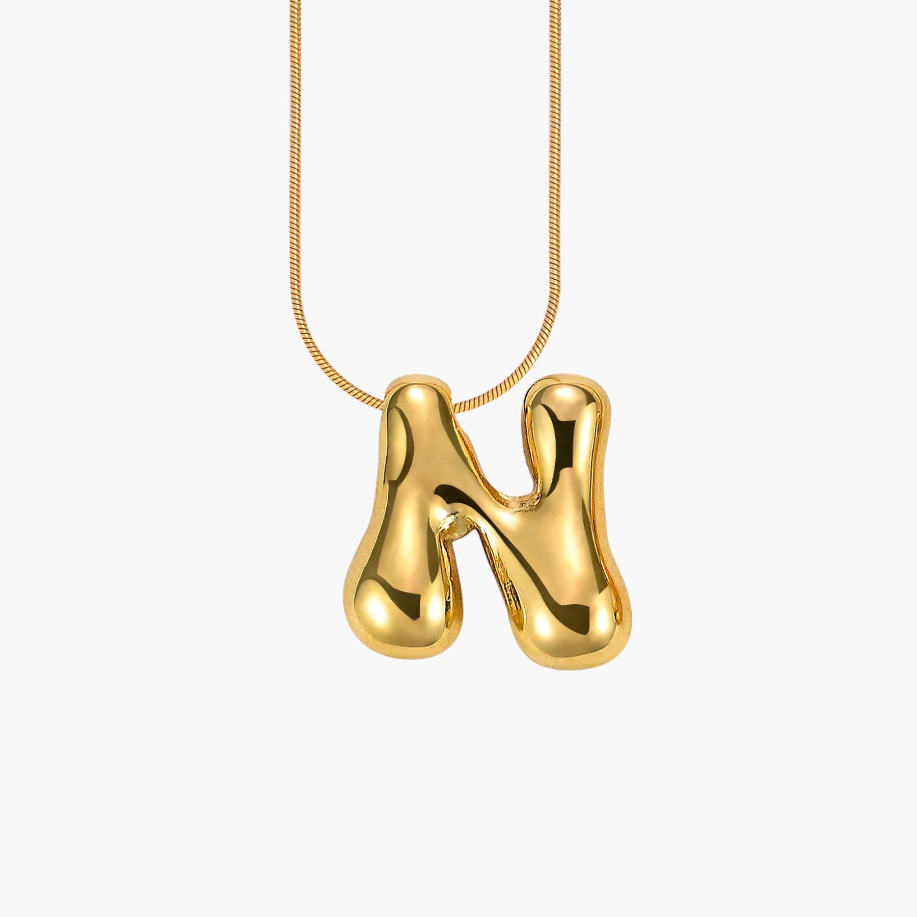 Gouden Glow Bubble Letter Initial Ketting