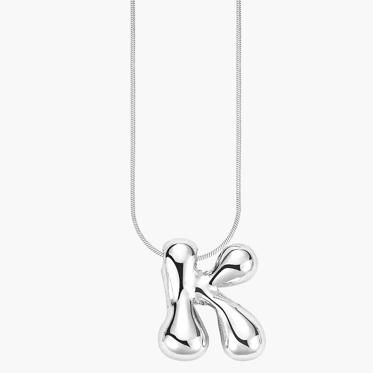 Zilveren Glow Bubble Letter Initial Ketting