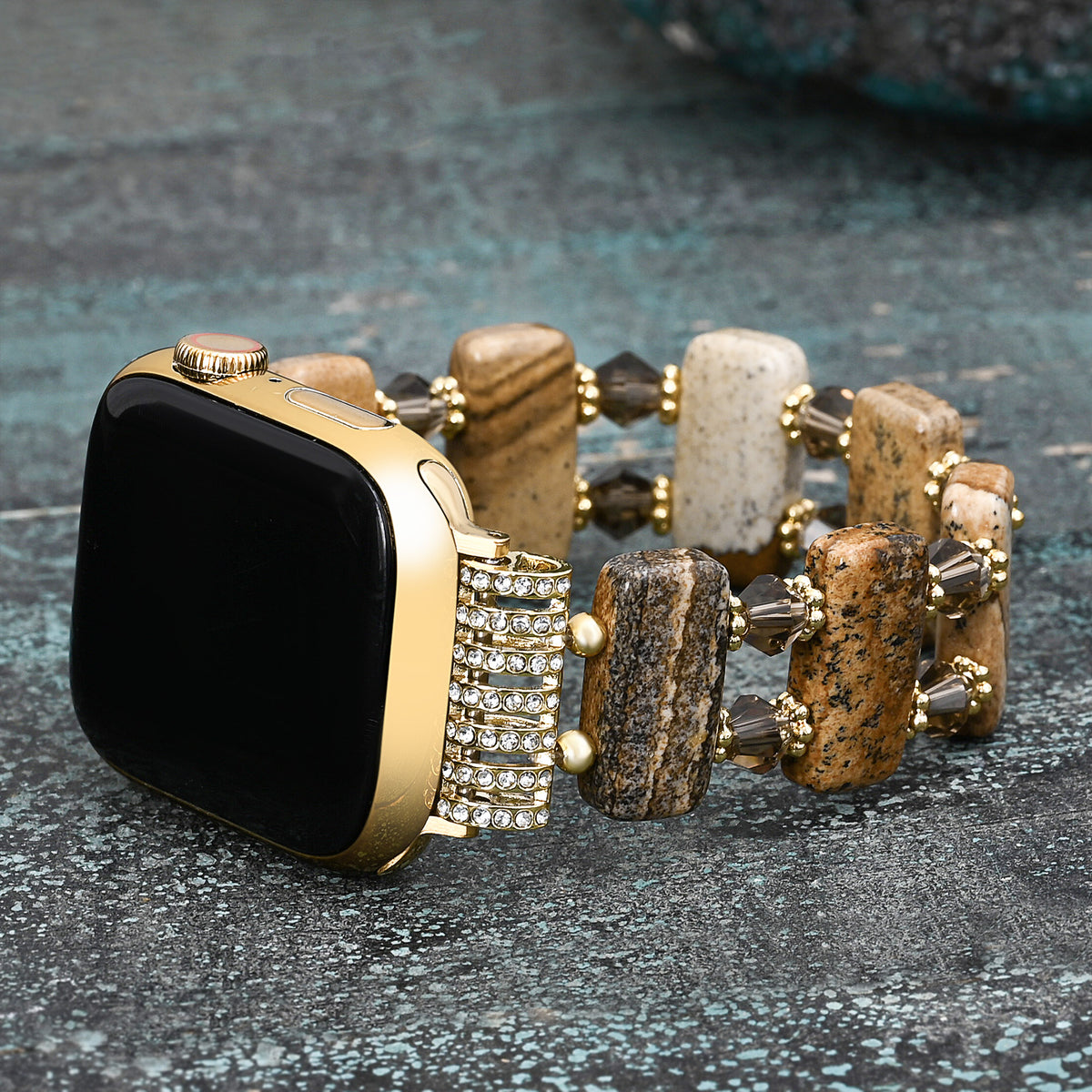 Desert Jaspis Rekbare Apple Watch Bandje