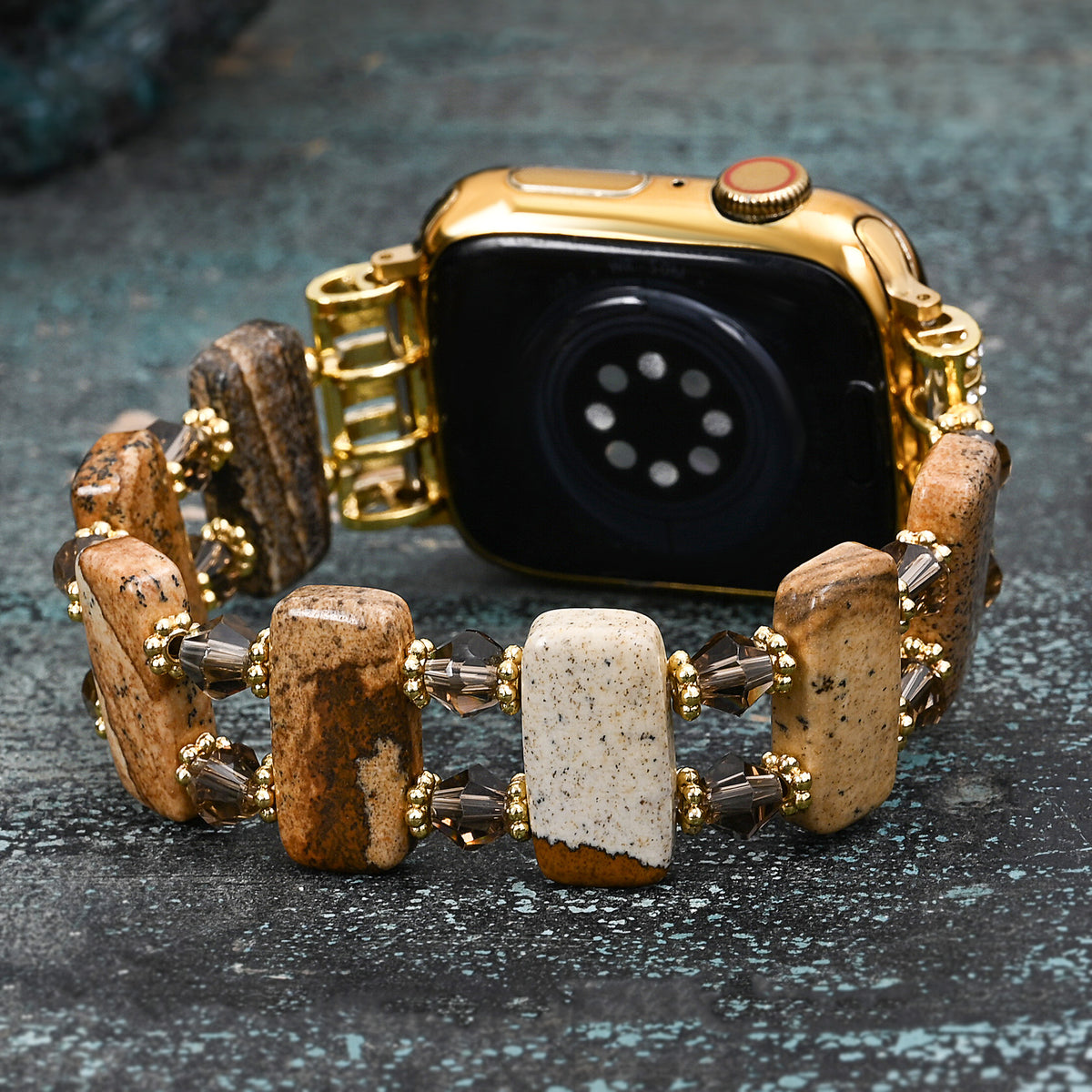 Desert Jaspis Rekbare Apple Watch Bandje