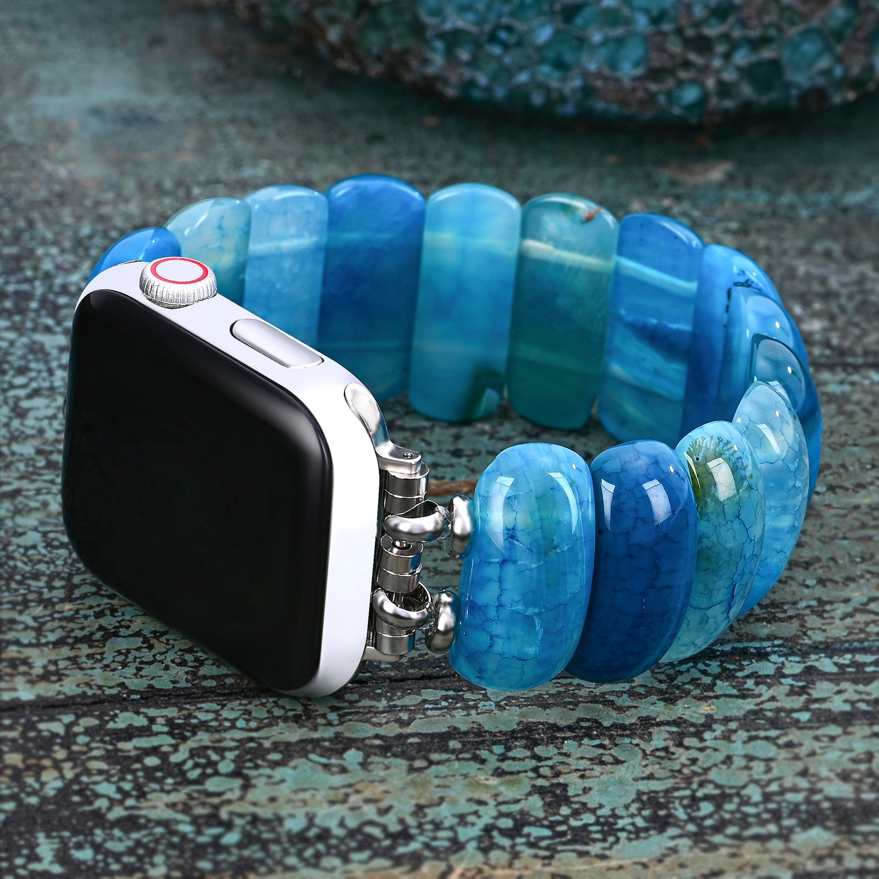 Ocean Essence Agate Stretch Apple Watch Band