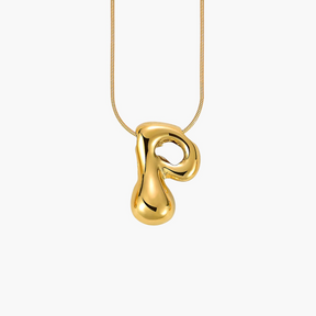 Gouden Glow Bubble Letter Initial Ketting