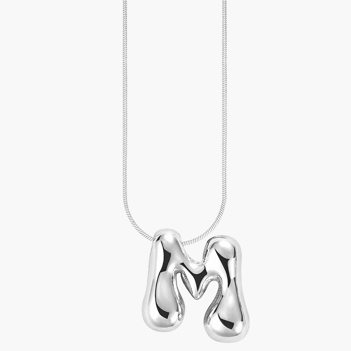 Zilveren Glow Bubble Letter Initial Ketting
