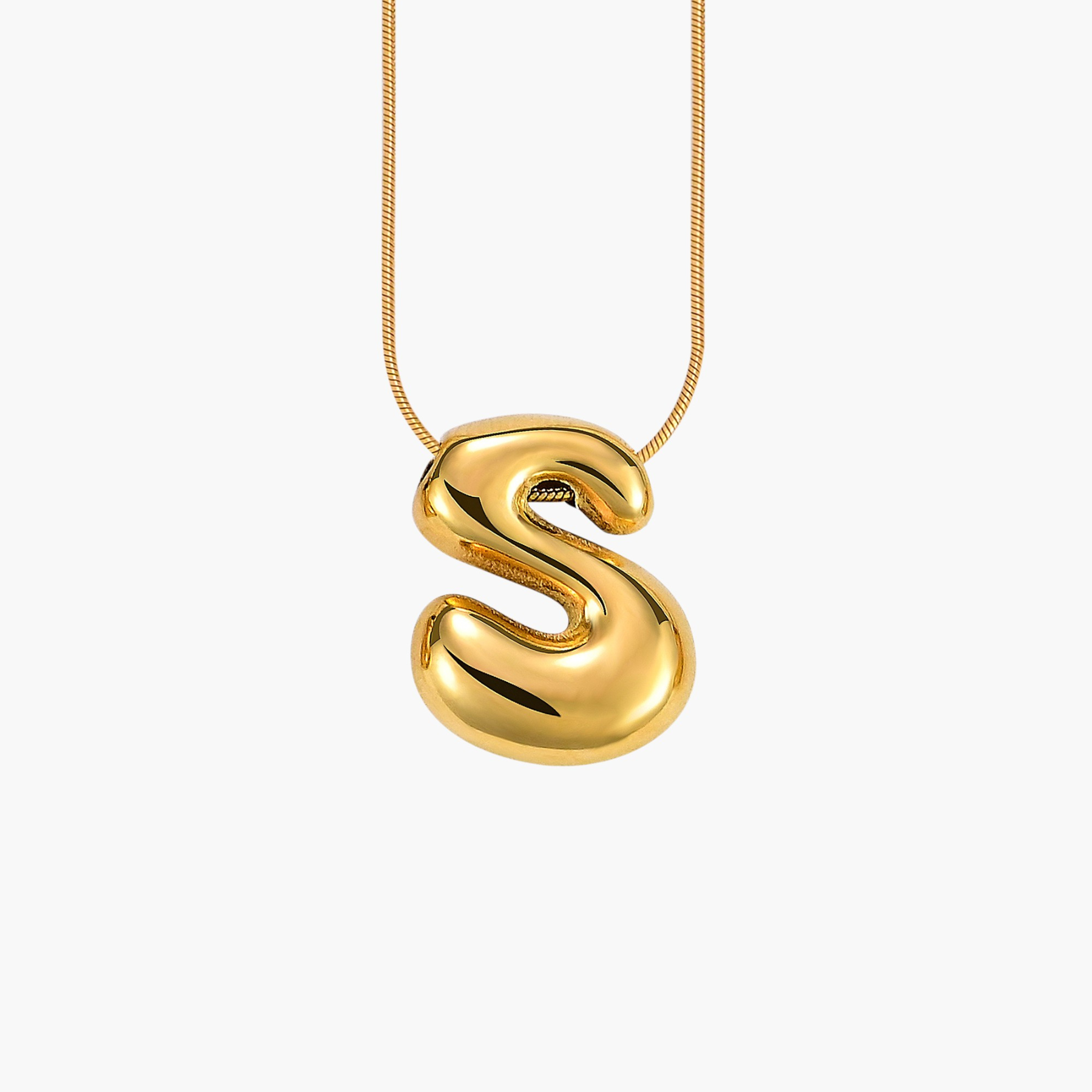 Gouden Glow Bubble Letter Initial Ketting