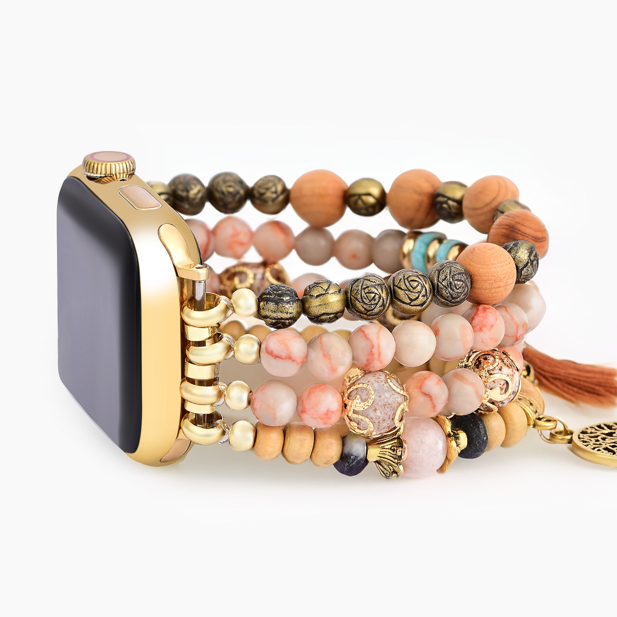 Gouden Levensboom Jasper Elastische Horlogeband