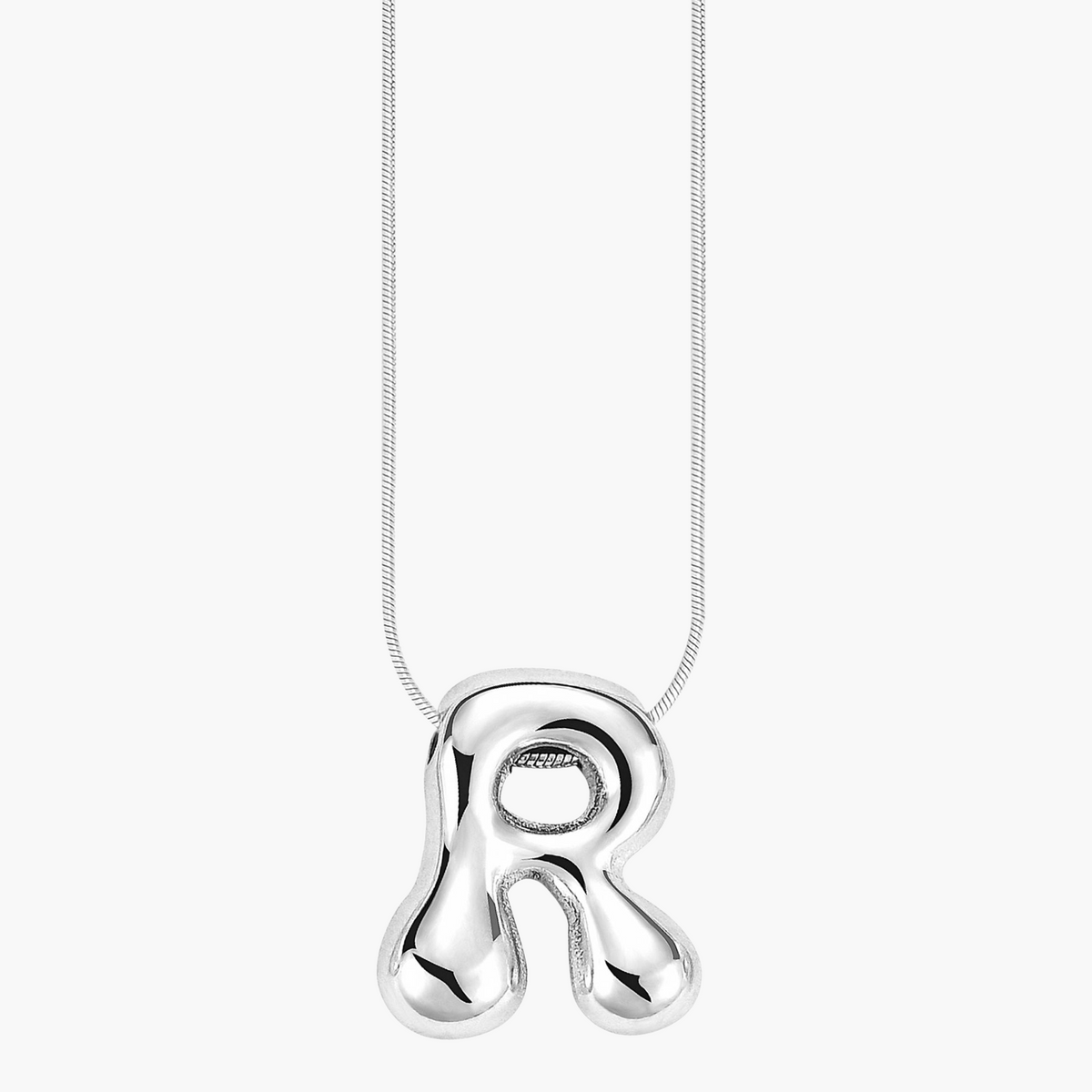 Zilveren Glow Bubble Letter Initial Ketting