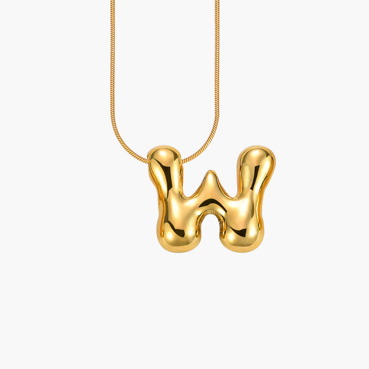 Gouden Gloed Bubbelletter Initiaal Ketting