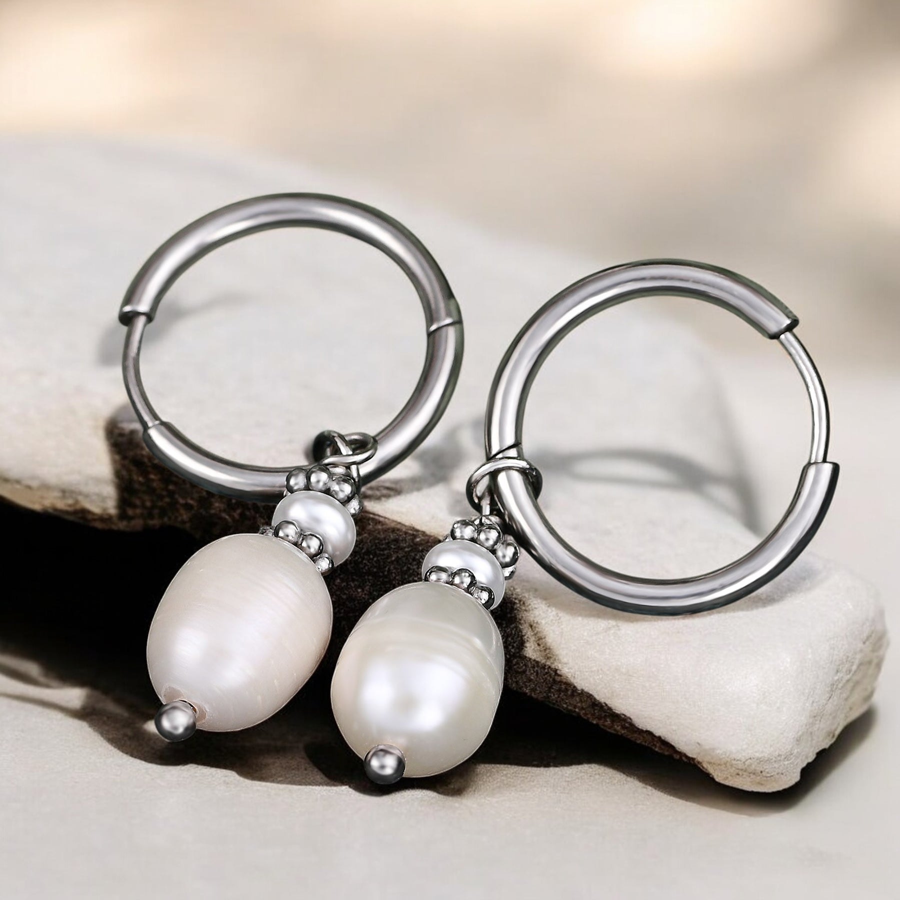 Zilveren Parel Elegantie Oorringen
