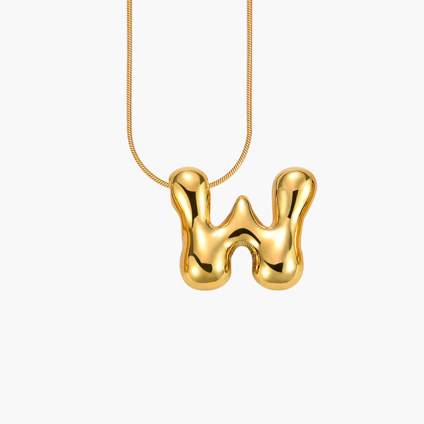 Gouden Glow Bubble Letter Initial Ketting