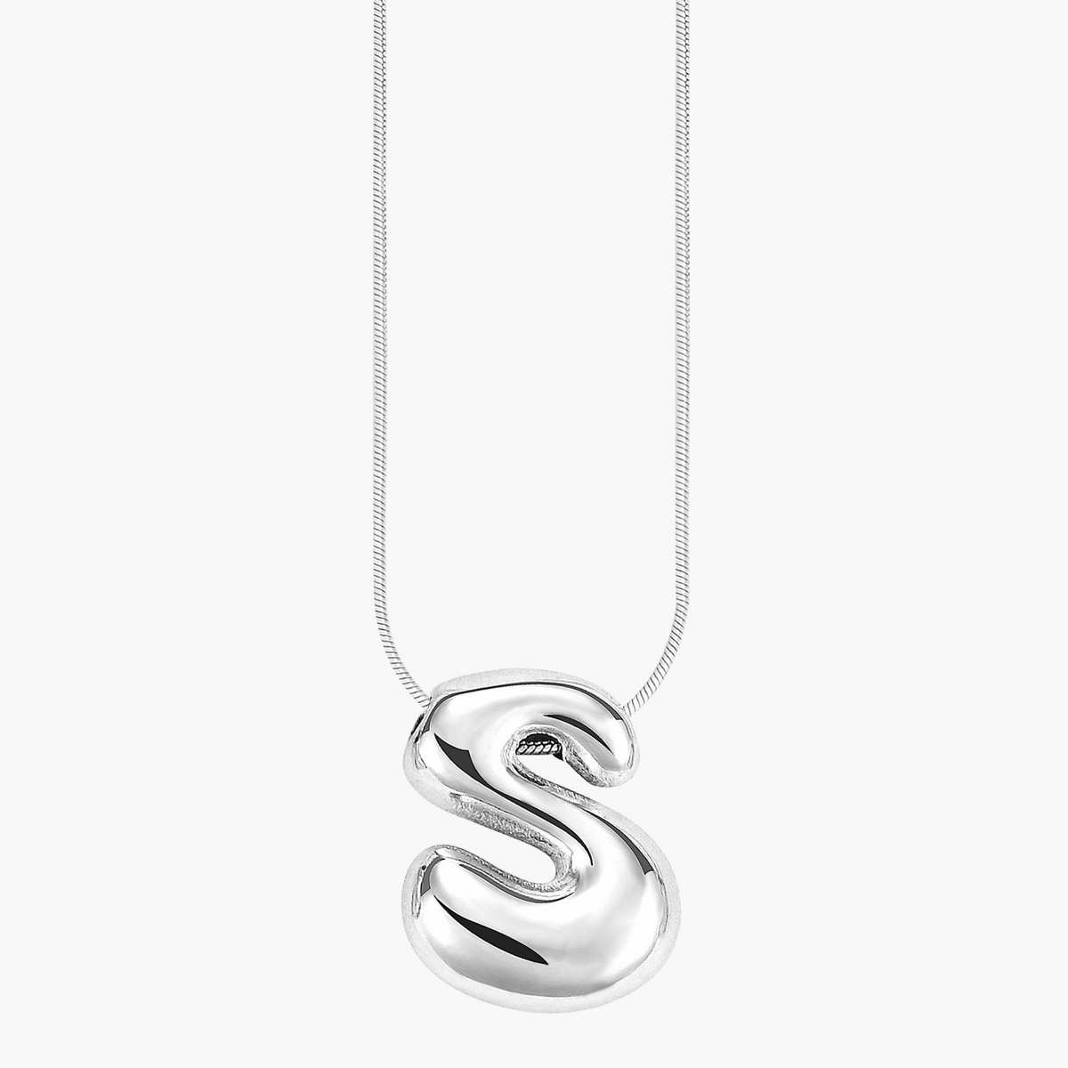 Zilveren Glow Bubble Letter Initial Ketting
