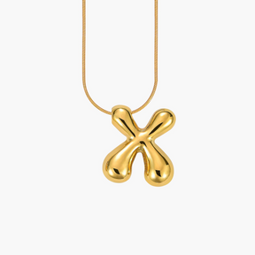 Gouden Glow Bubble Letter Initial Ketting