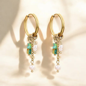 Gouden Grace Parel & Agaat Creolen