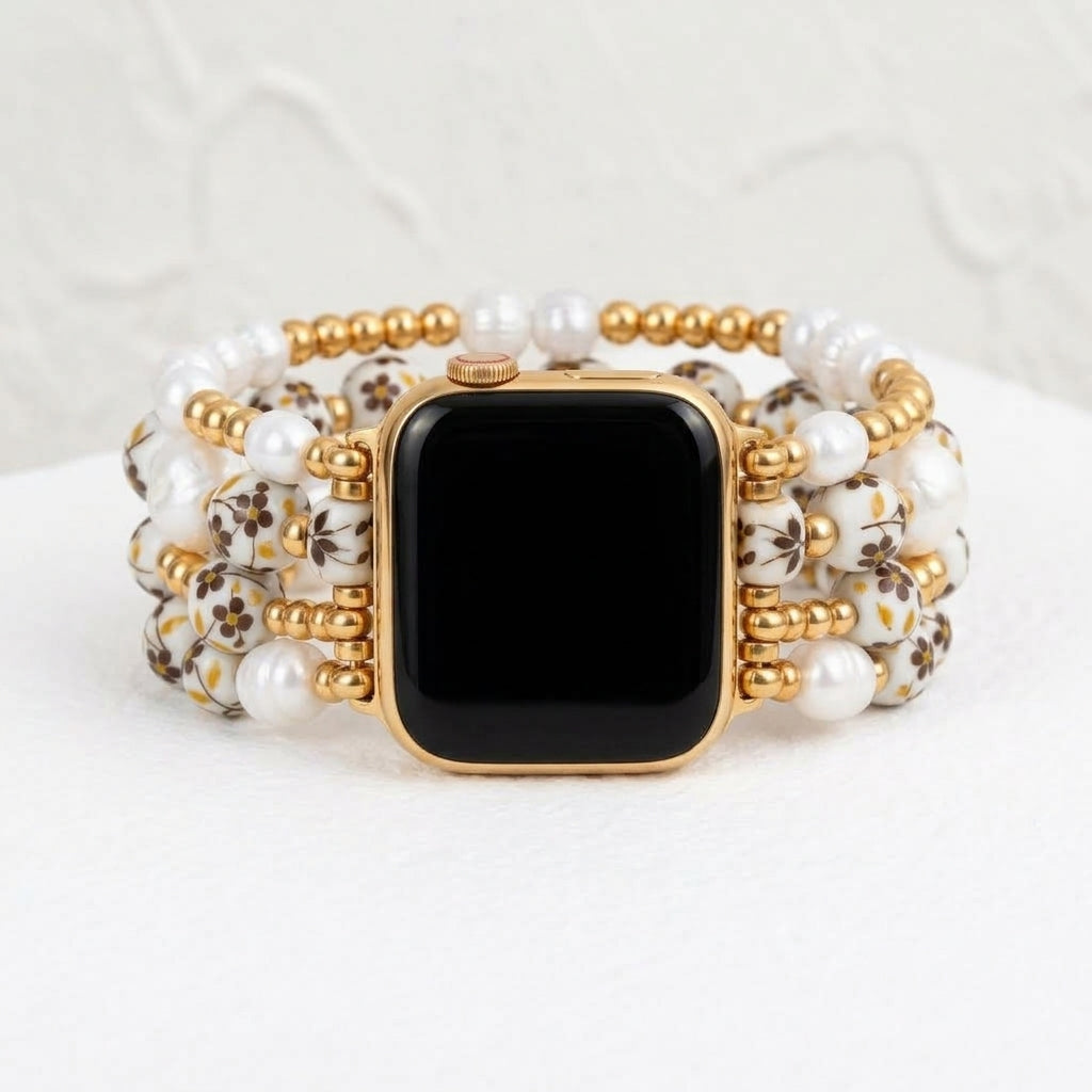 Porseleinen tuin Apple Watch-bandje Golden Meadow