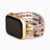 Gouden Violet Amethist Rekbare Apple Watch Band
