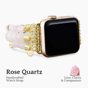 Rozenkwarts stretch Apple Watch -bandje