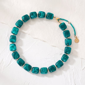 Chunky vierkante kralenketting marmer