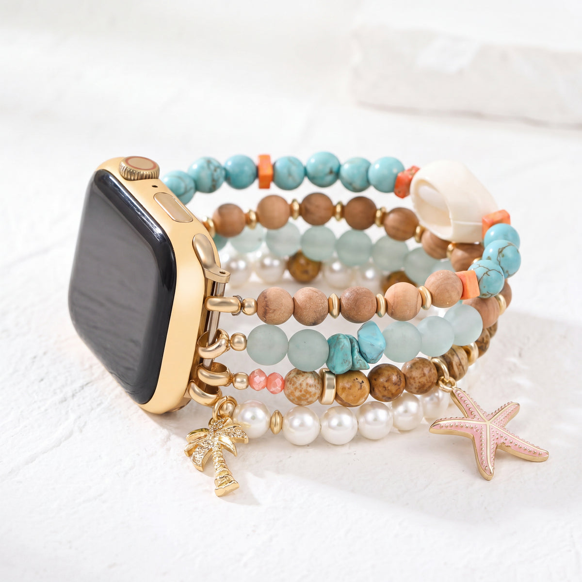 Tropische Zand Stretch Apple Watch-bandje