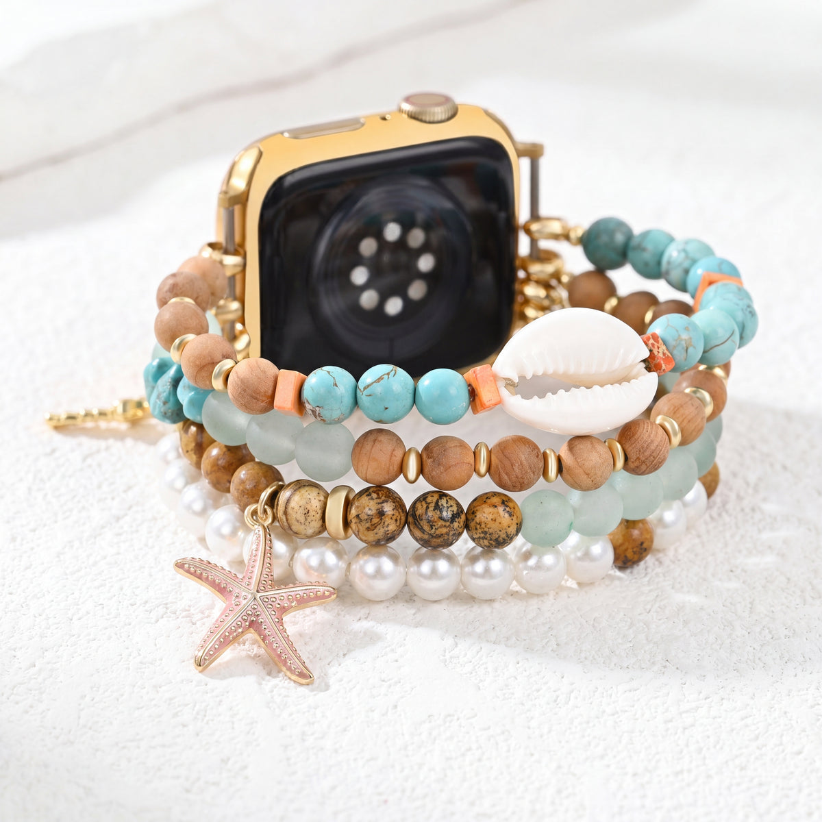 Tropische Zand Stretch Apple Watch-bandje