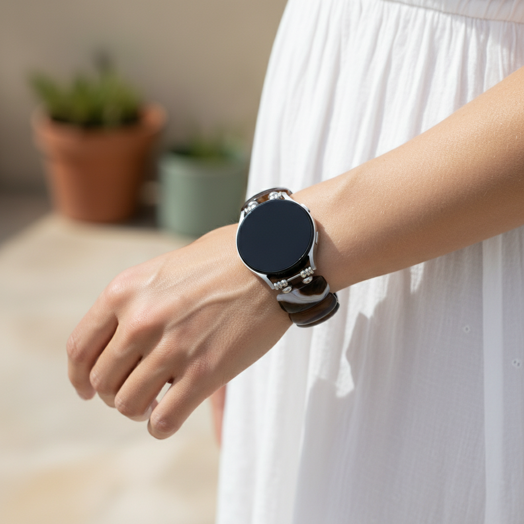 Boheemse Onyx Elegantie Elastische Samsung Galaxy Horlogeband