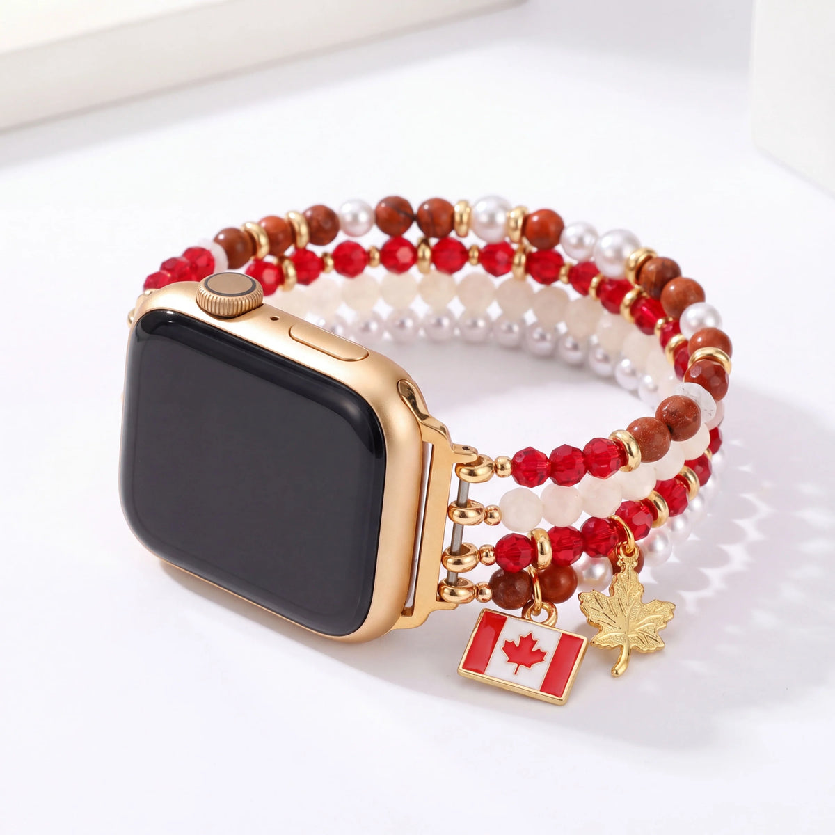 Canada Maple Pearl Stretch Apple Watch-bandje