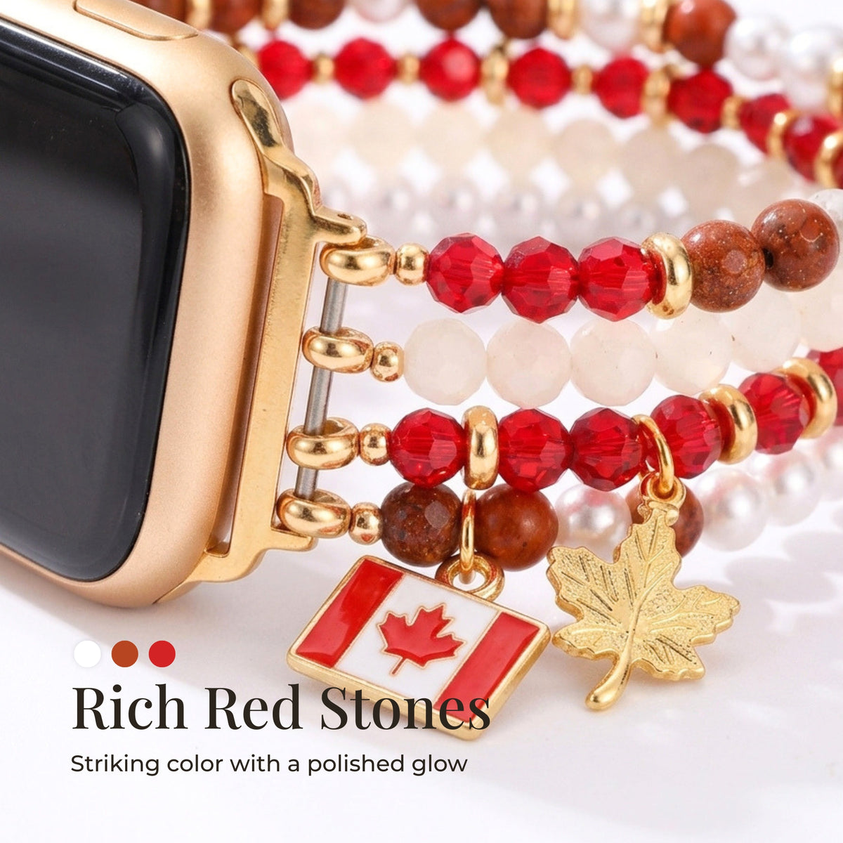 Canada Maple Pearl Stretch Apple Watch-bandje
