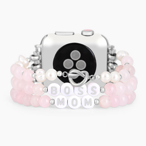 Boss Mom rozenkwarts stretch Apple Watch -bandje