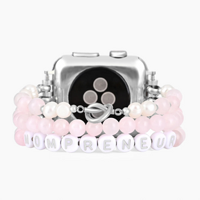 Mompreneur rozenkwarts stretch Apple Watch -bandje