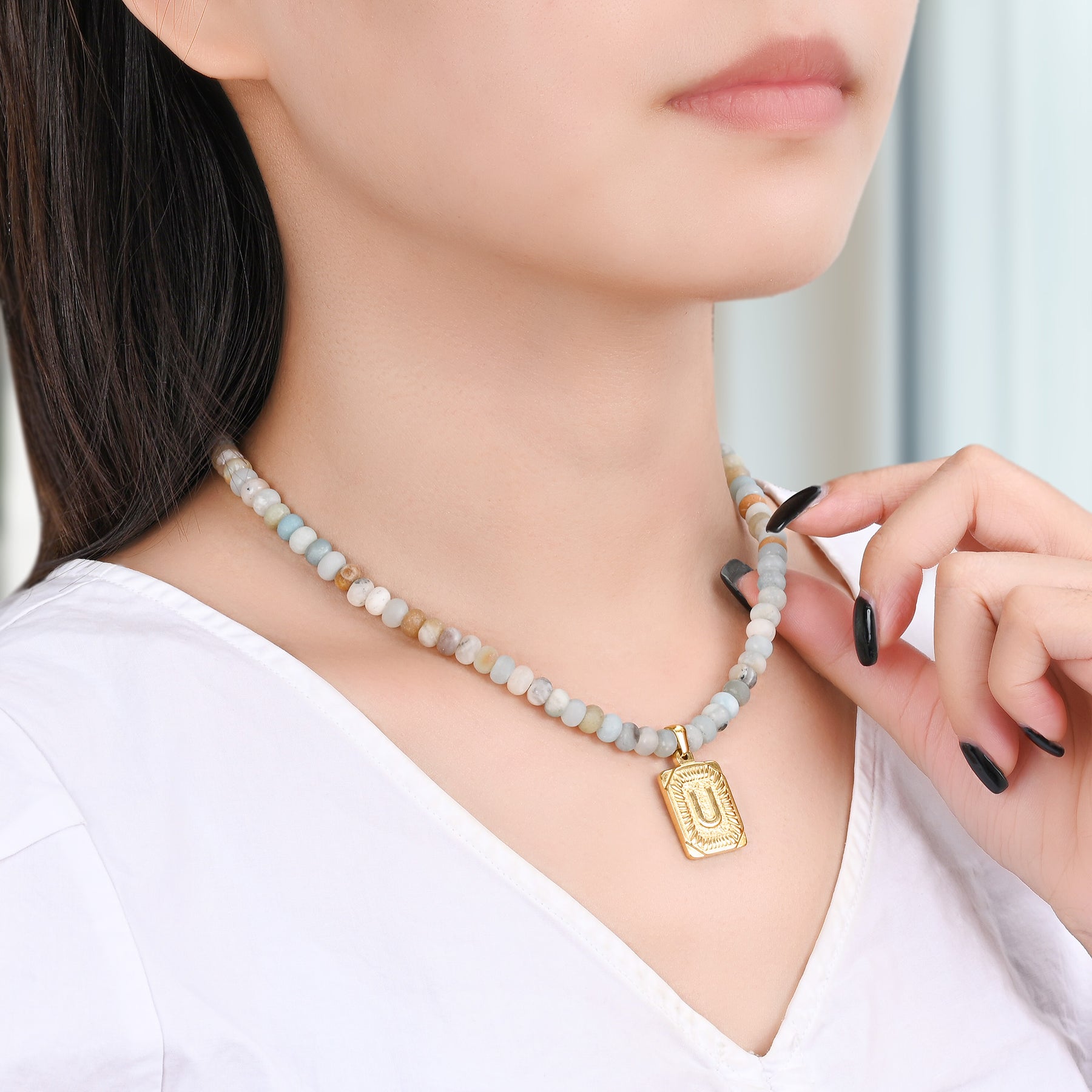 Amazoniet initiaal letter bedelketting