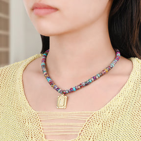 Blauwe Imperial Jaspis Letter Ketting