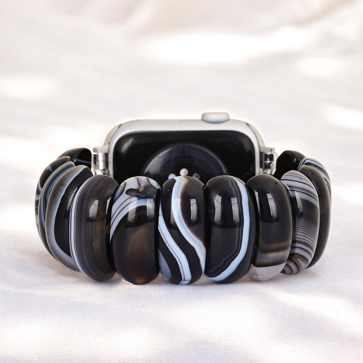 Zwarte Marmer Agaat Apple Watch Band