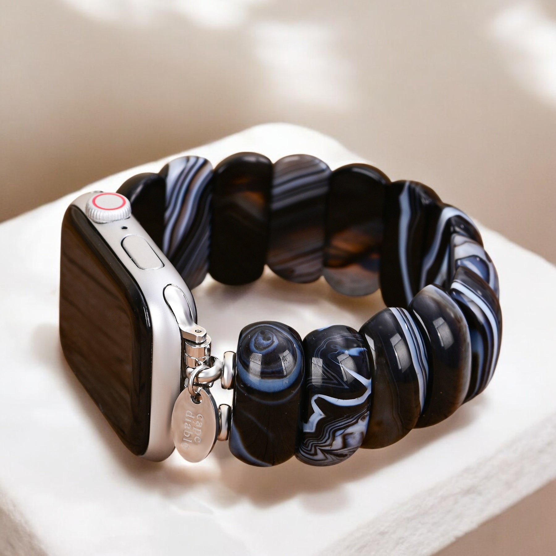 Zwarte Marmer Agaat Apple Watch Band