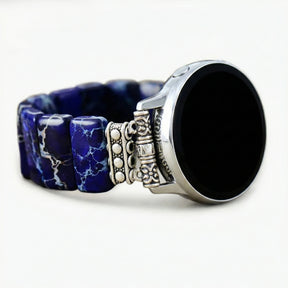 Donkerblauwe Tibetaanse Jaspis Elastische Samsung Galaxy Horlogeband