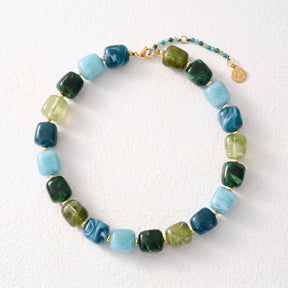 Chunky vierkante kralenketting Ocean