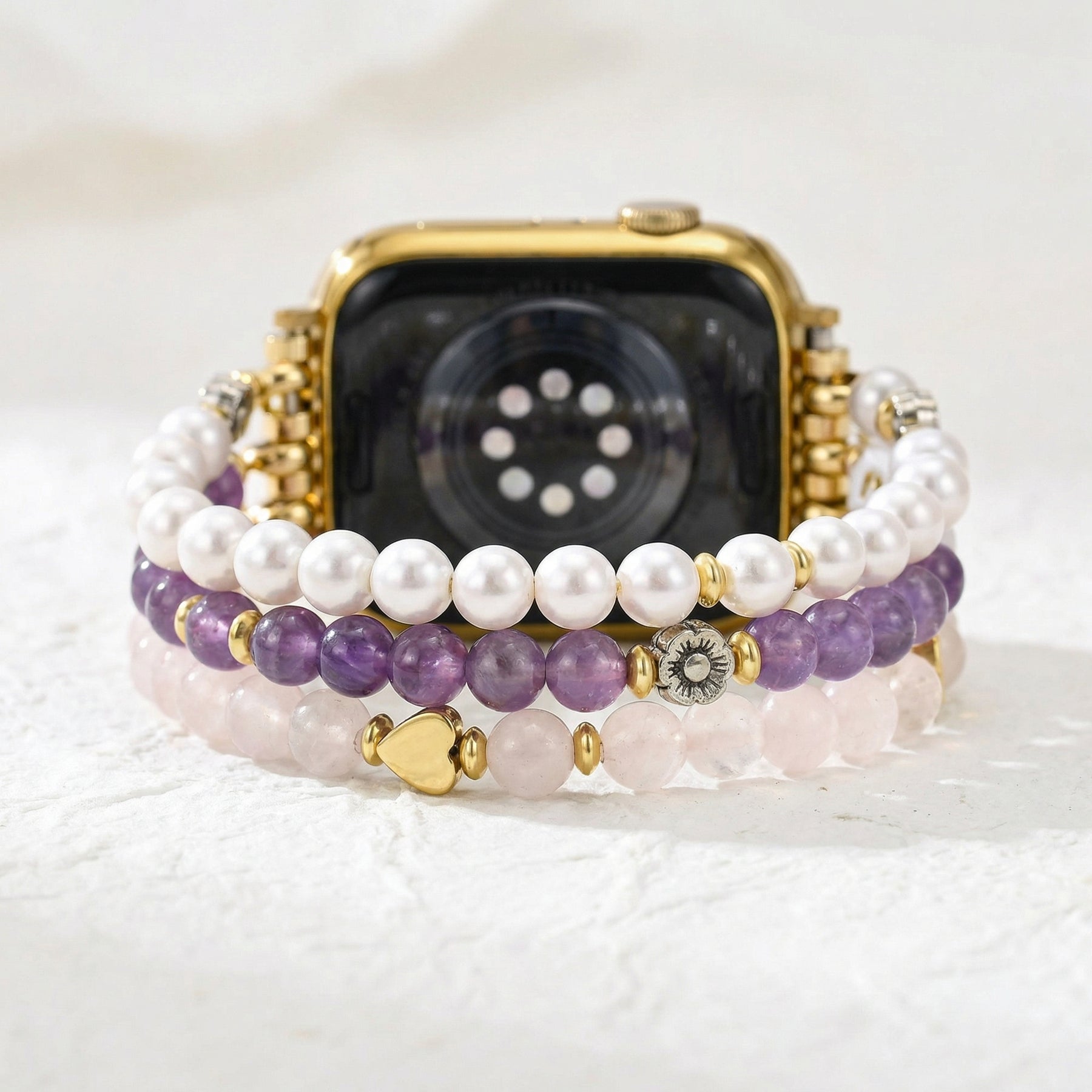 Eternal Love Amethist Elastische Apple Watch Band