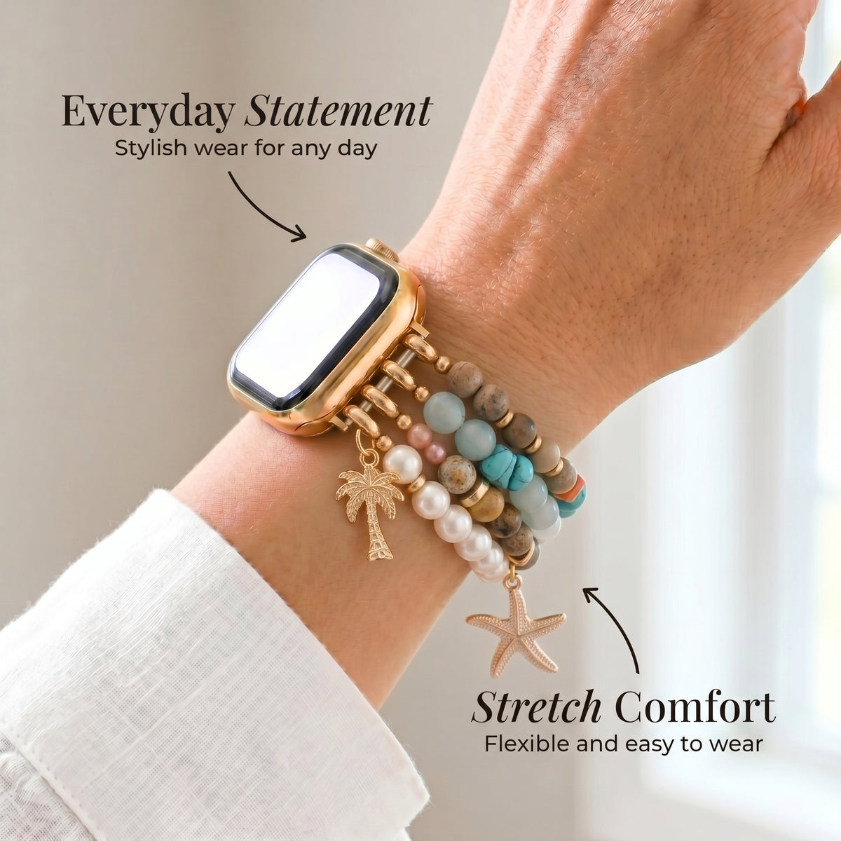 Tropische Zand Stretch Apple Watch-bandje