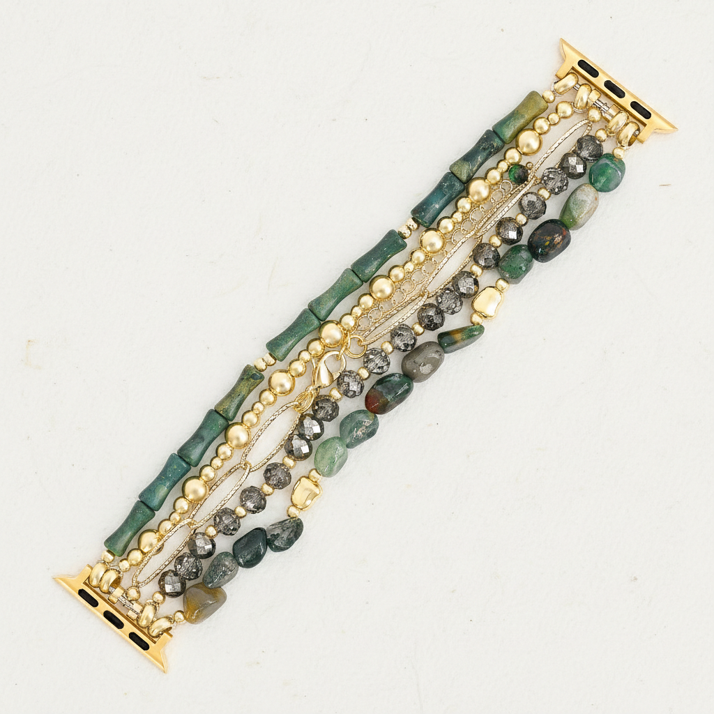 Gouden Groene Rekbare Apple Watch-band
