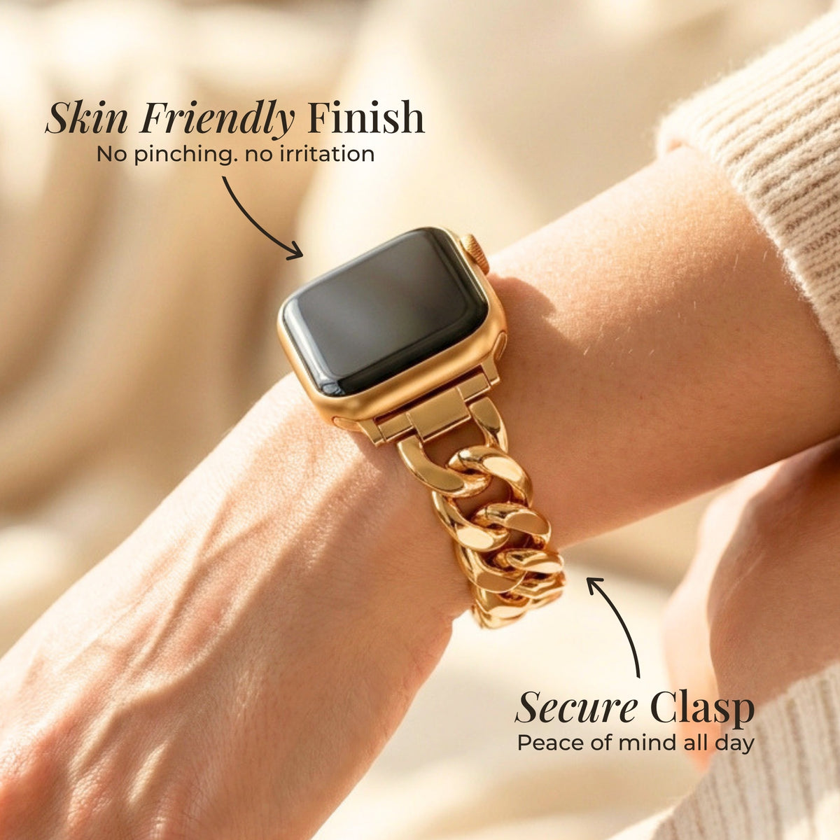 Gouden geweven luxe Apple Watch-bandje