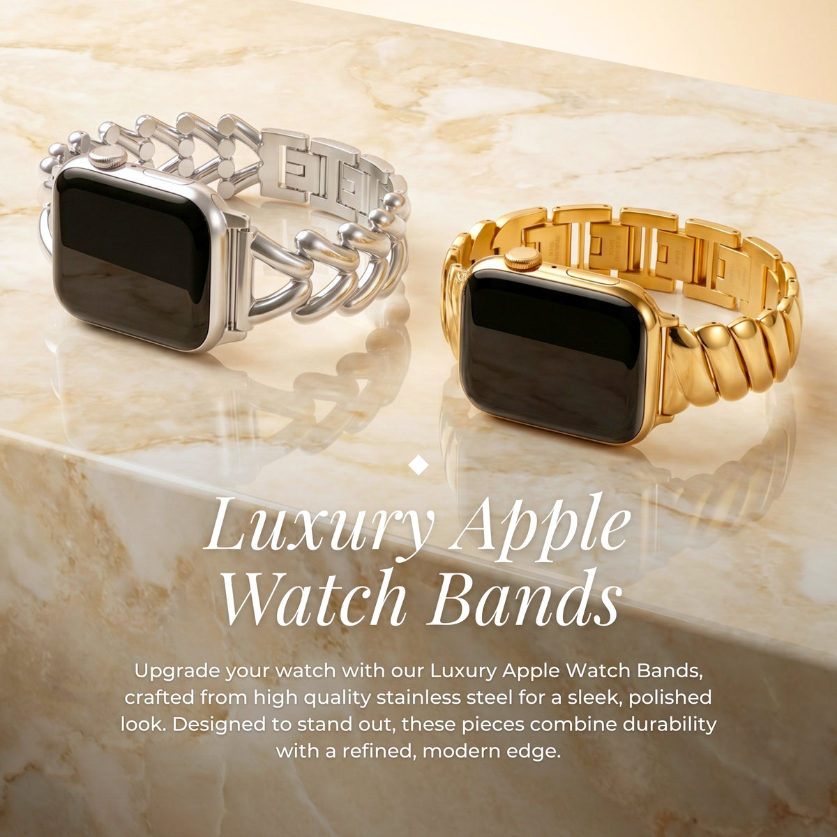 Gouden geweven luxe Apple Watch-bandje