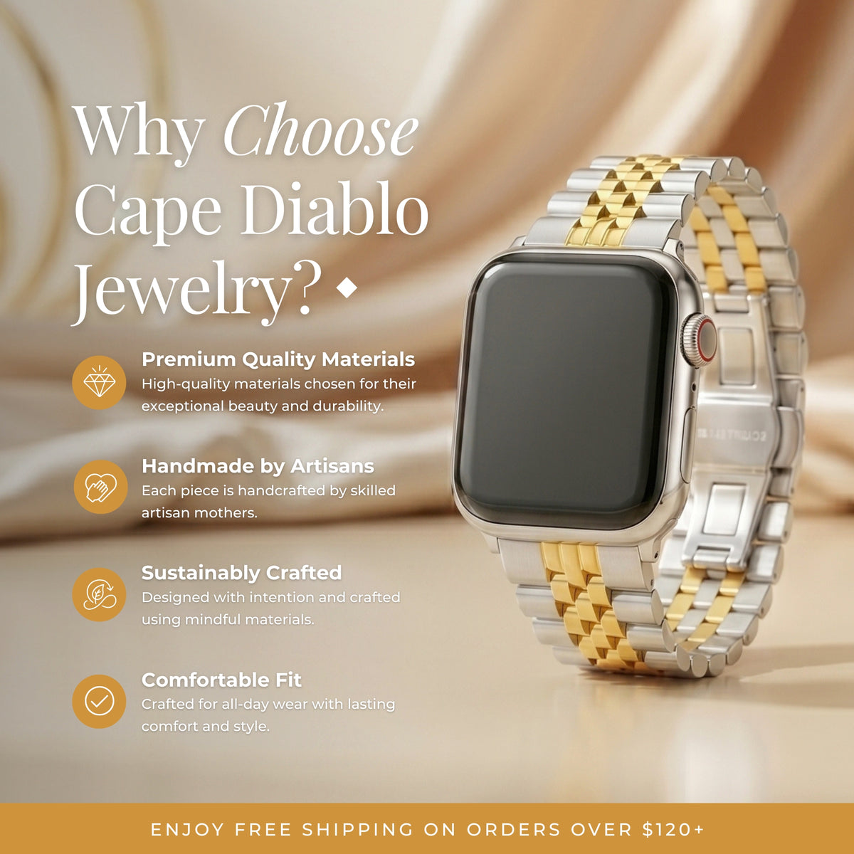 Gouden geweven luxe Apple Watch-bandje